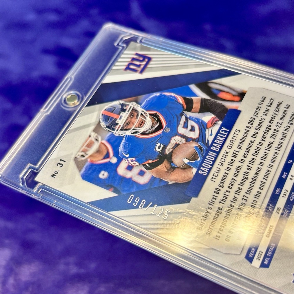 Saquon Barkley 2023 Panini Phoenix Teal SSSP Card 98/125 New York Giants - Picture 3 of 3